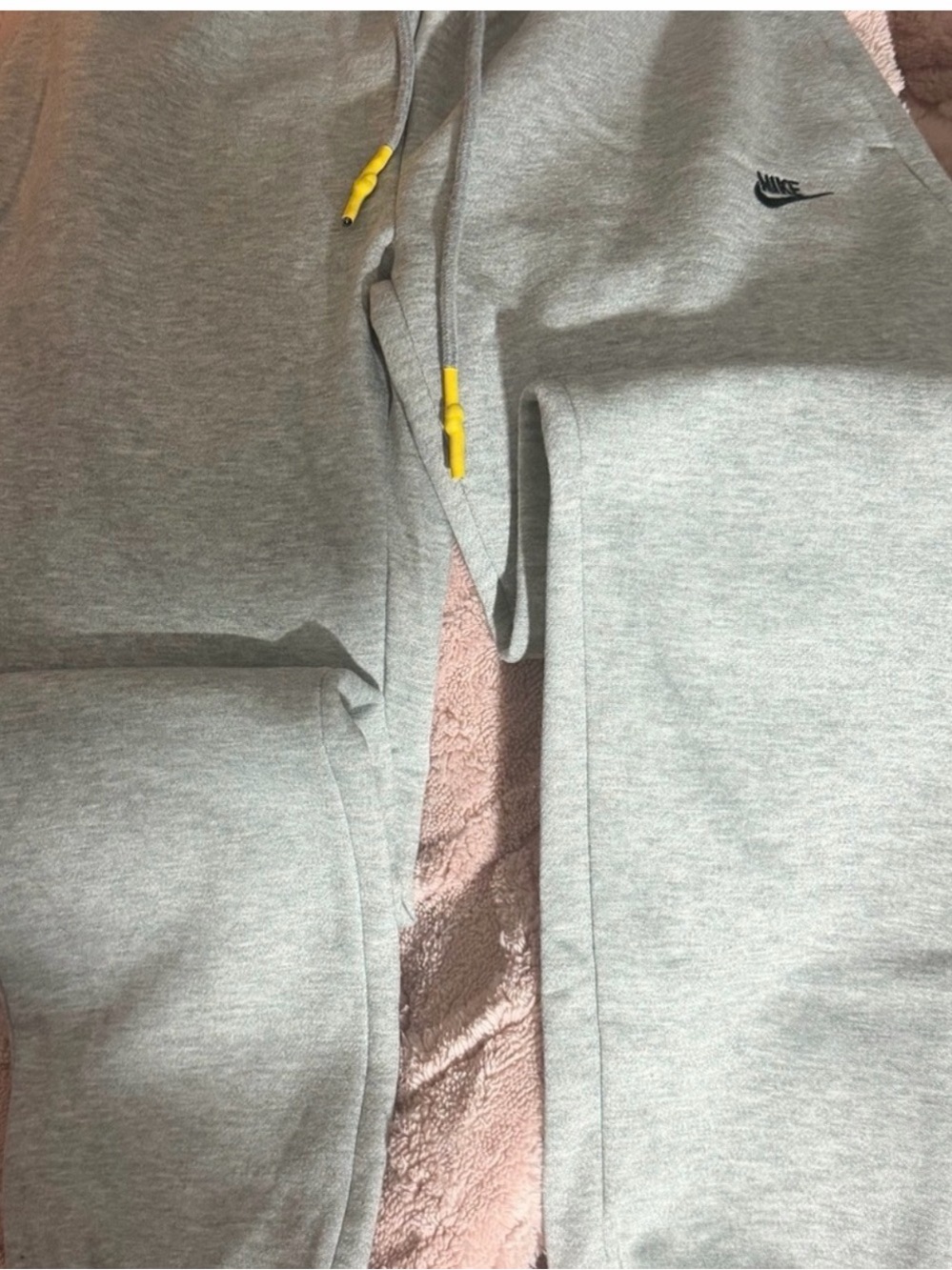 Nike women’s Light Gray Jogger Pants with Yellow Drawstring Tips